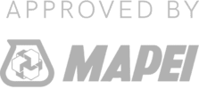 A small banner displaying approved by Mapei products, with their logo